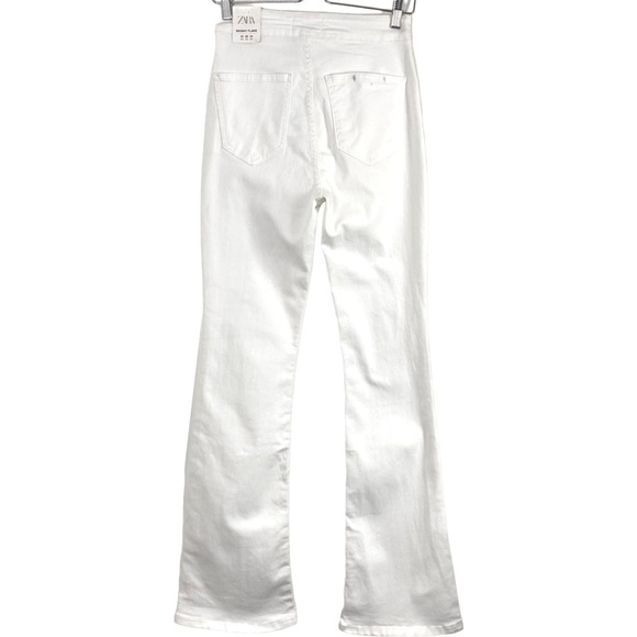 ZARA High Rise Full Length Skinny Flare Jeans in White Size 8 New with Tags - Picture 4 of 10